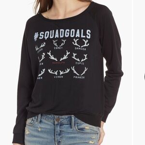 Prince Peter Collection Black Sweatshirt with White and Blue Print